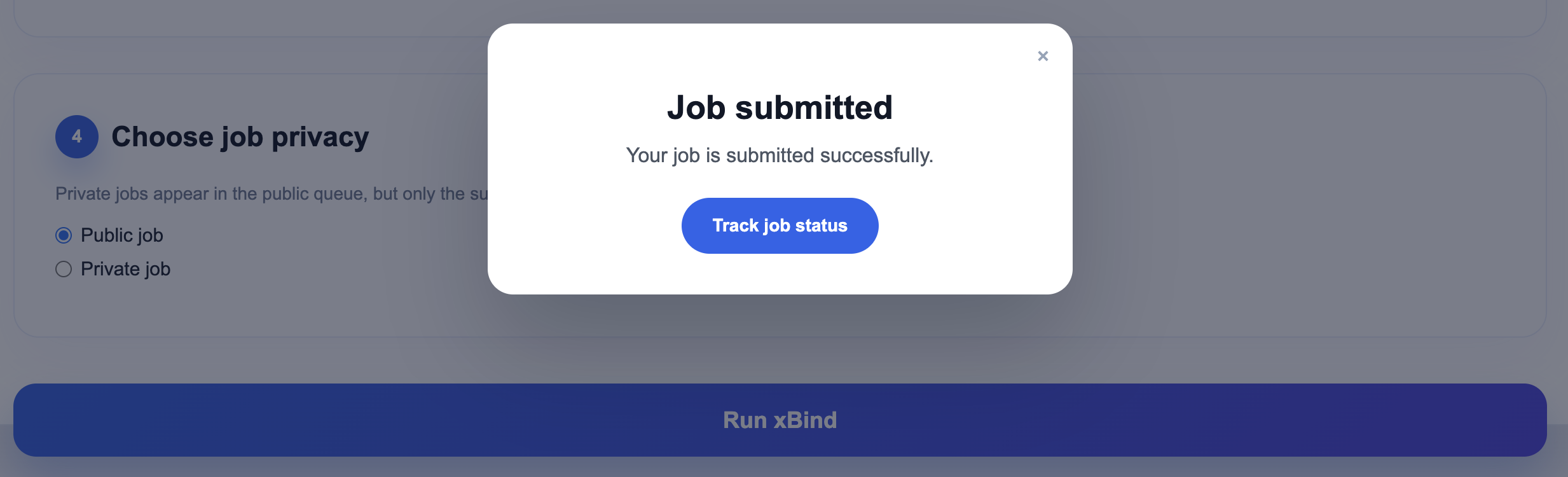Successful submission page example